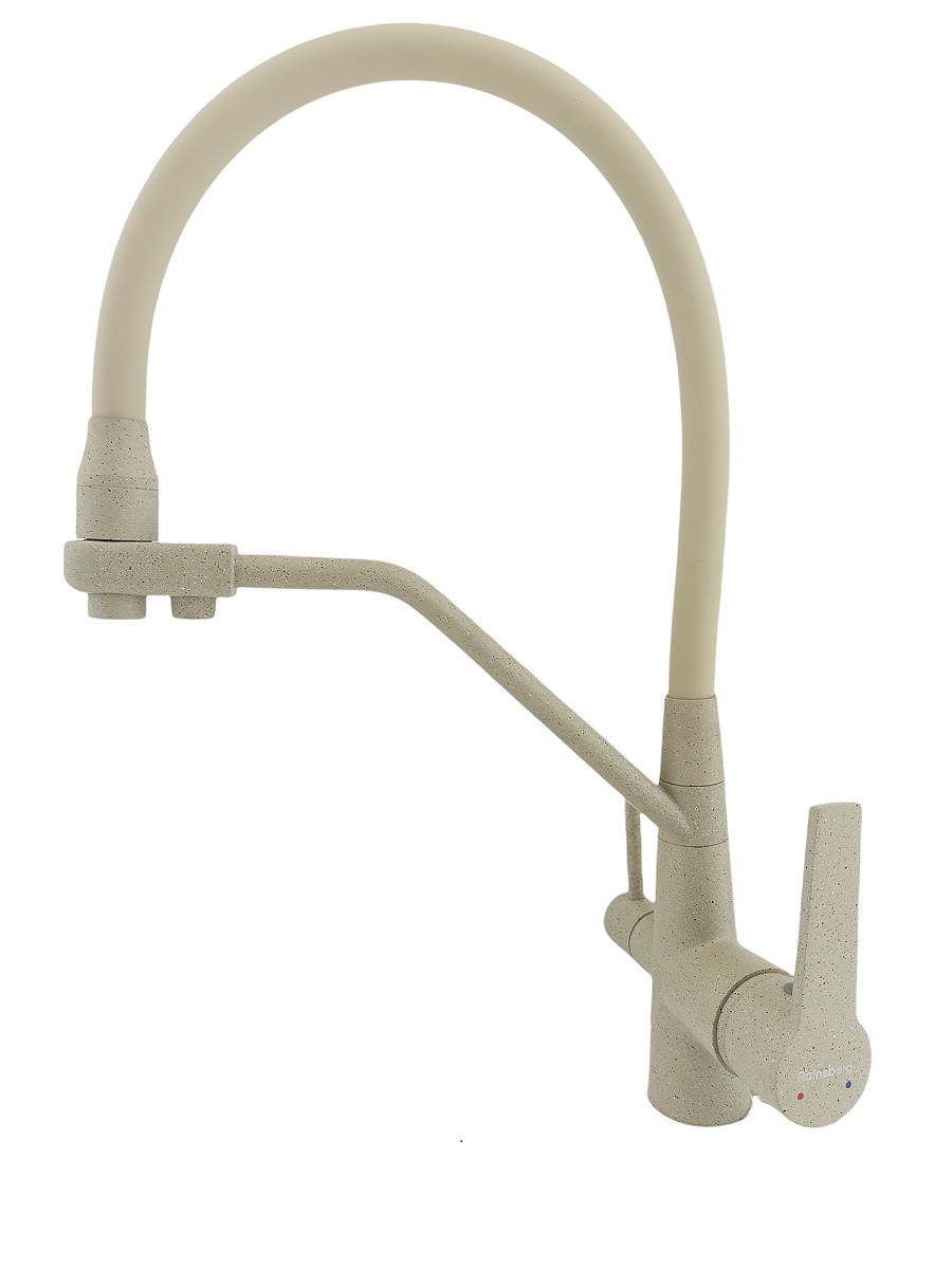 Изображение товара Однорычажный смеситель для кухни Rainsberg R603ck-302 с гибким изливом и фильтром, кремовый