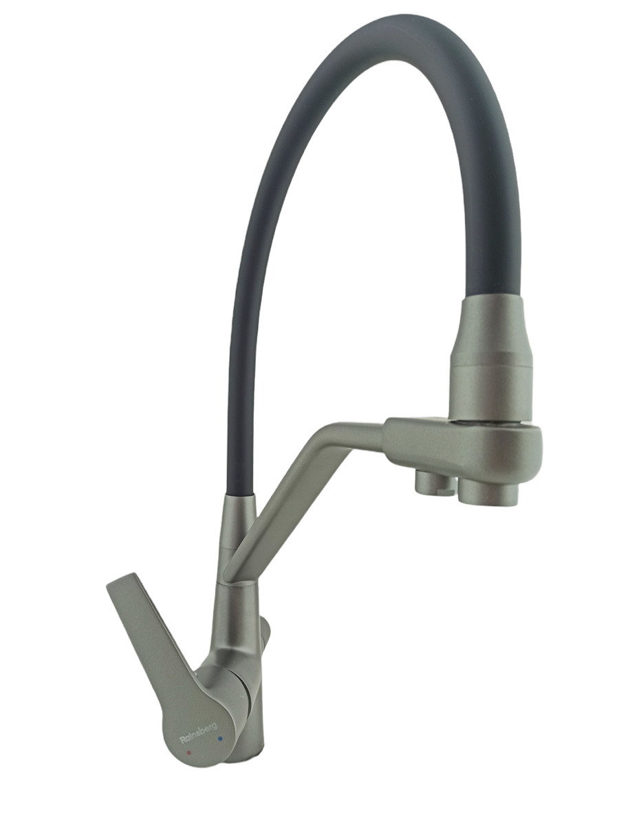 Изображение товара Смеситель для кухни однорычажный Rainsberg R603cy-2 высота 22 см цвет черный матовый