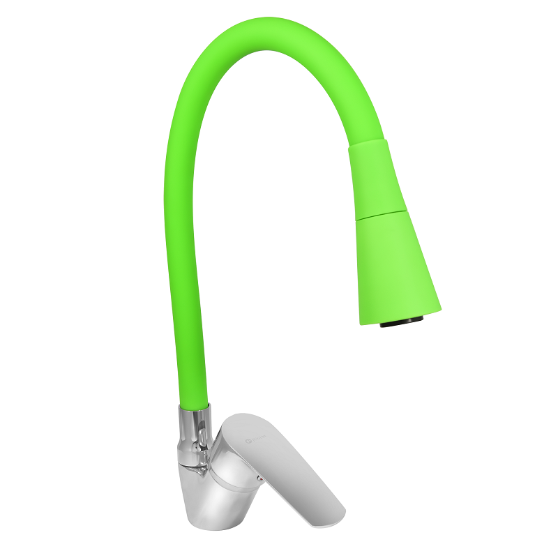 Изображение товара Кухонный смеситель Juguni серия Hydra однорычажный с гибким излив, зеленый
