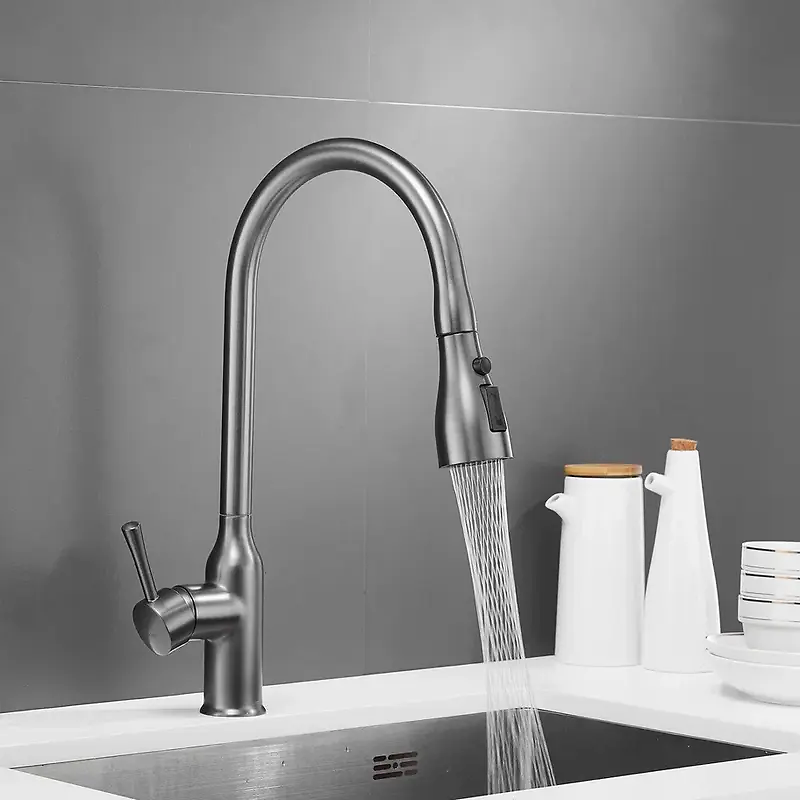 Изображение товара Смеситель для кухни однорычажный Shevanik S163t черный высотой 20 см латунь