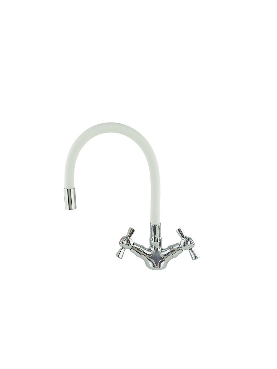 Изображение товара Двухвентильный кухонный смеситель Edeny E1827b-1 с гибким изливом серебристый