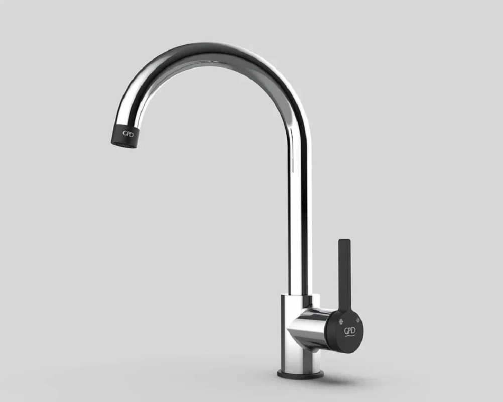 Изображение товара Смеситель для кухни GPD GILDO однорычажный высокоизлив с поворотом 360 градусов