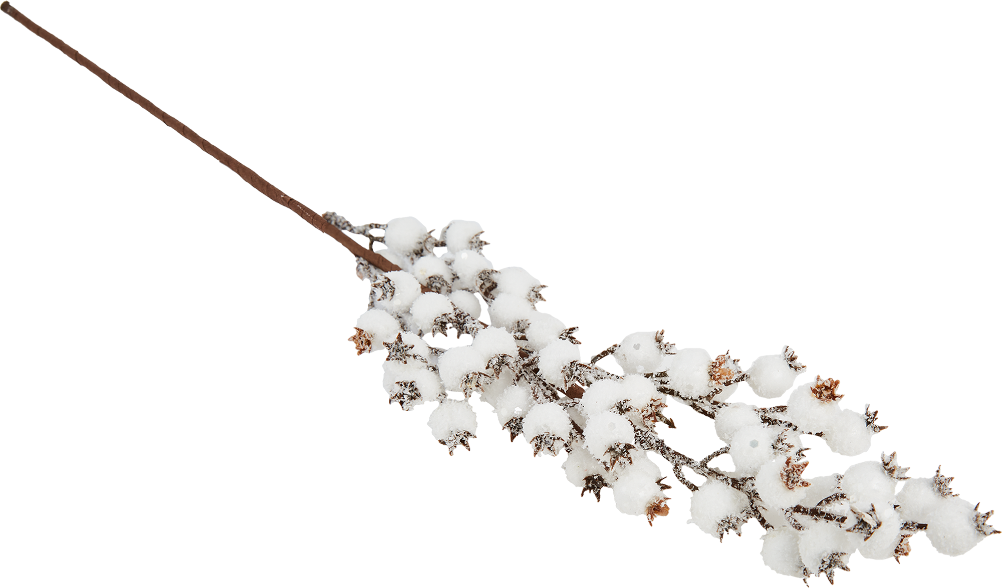 Изображение товара Ветка декоративная Зимние ягоды пластик белая 15x58 см