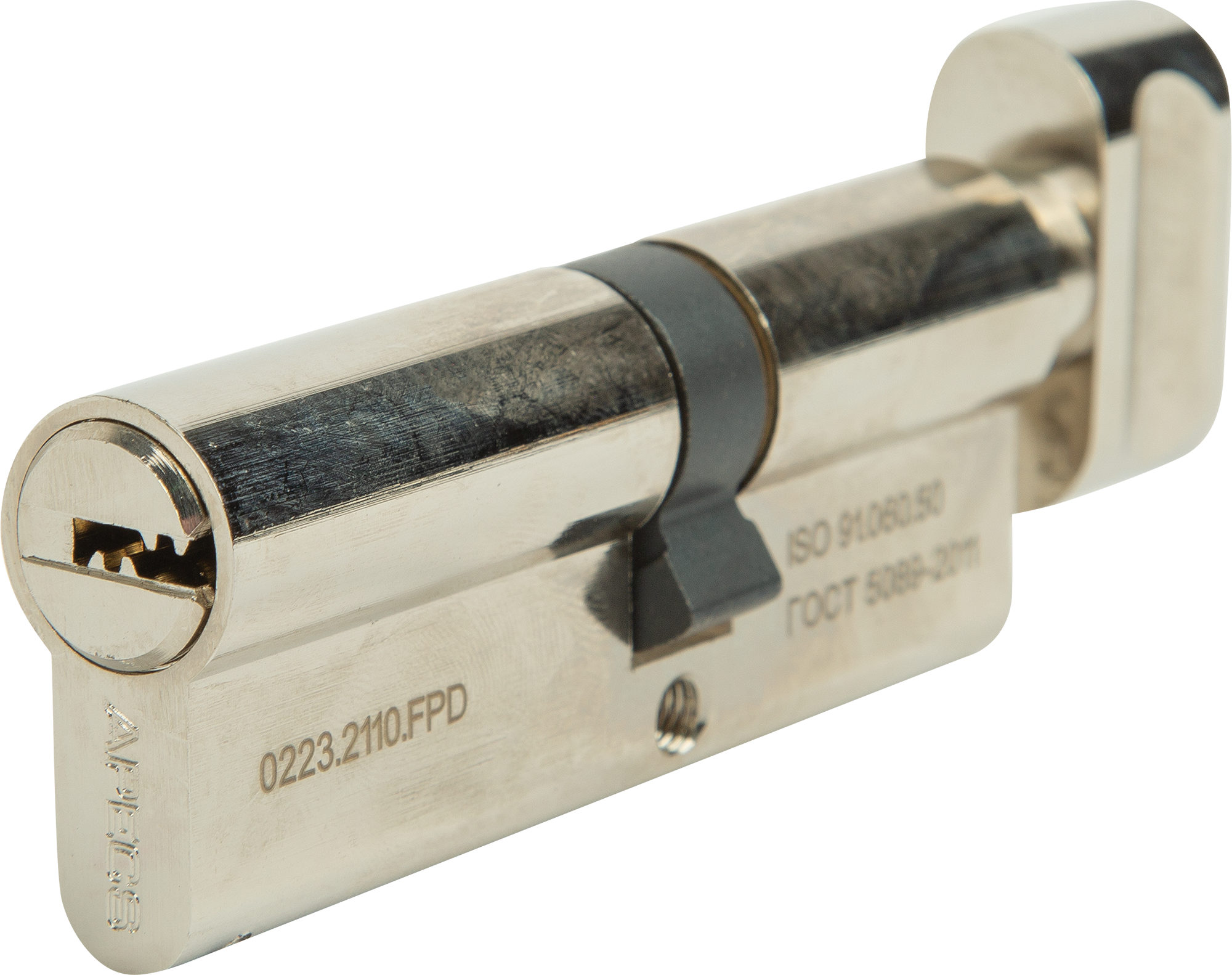 Цилиндр Apecs Pro 45x35 мм ключ/вертушка цвет никель