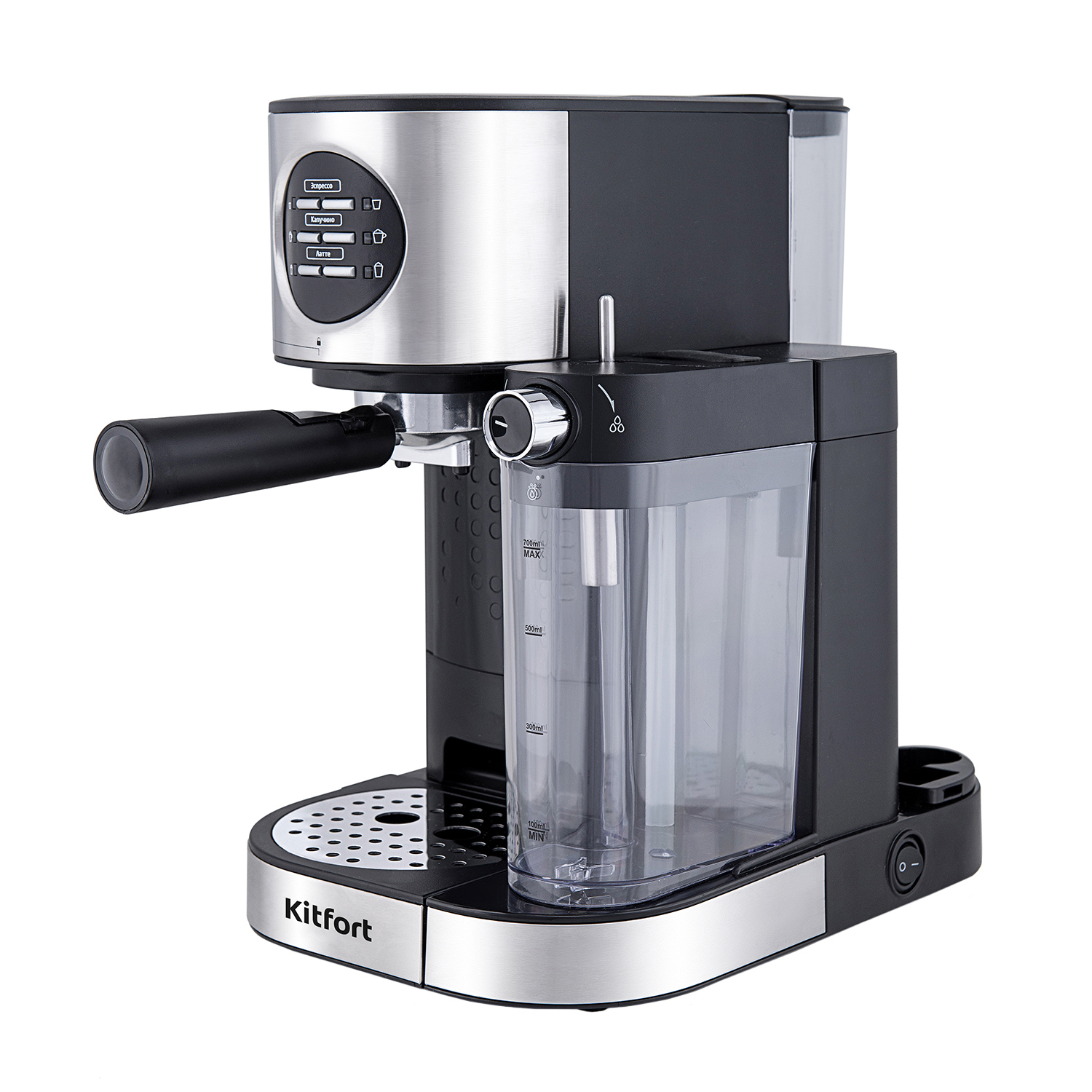 Изображение товара Рожковая кофеварка Kitfort КТ-703 мощность 1470Вт давление 15Бар серебристая