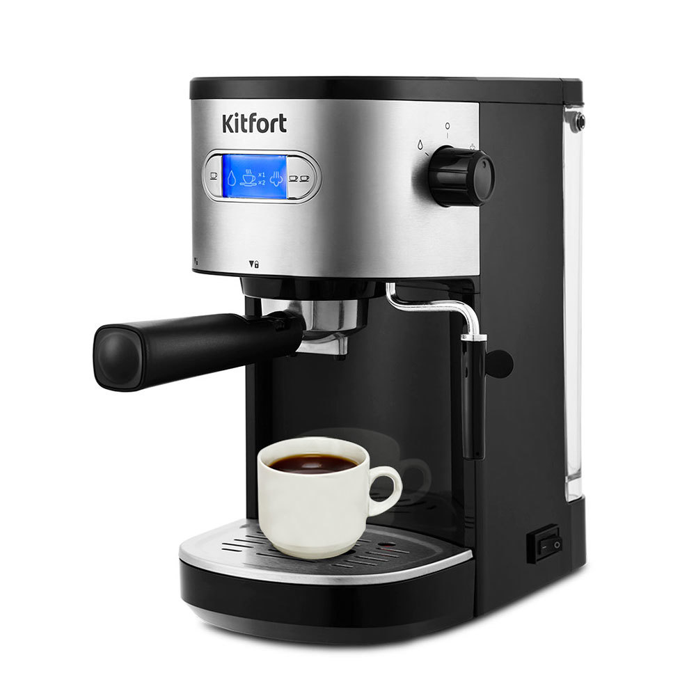 Изображение товара Рожковая кофеварка Kitfort КТ-740 1450 Вт серебристая