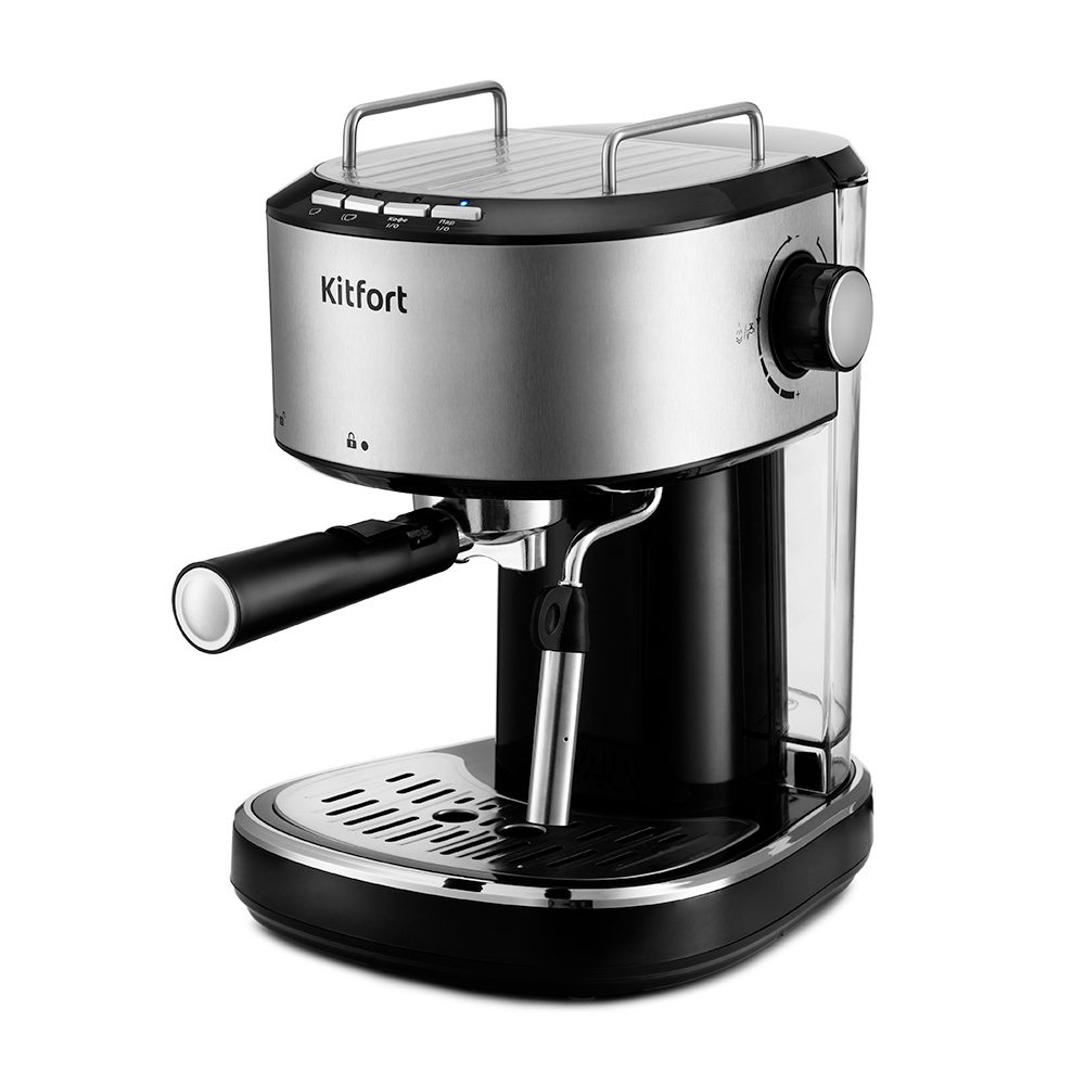 Изображение товара Кофеварка Kitfort КТ-754 рожковая для эспрессо капучино латте серебристая