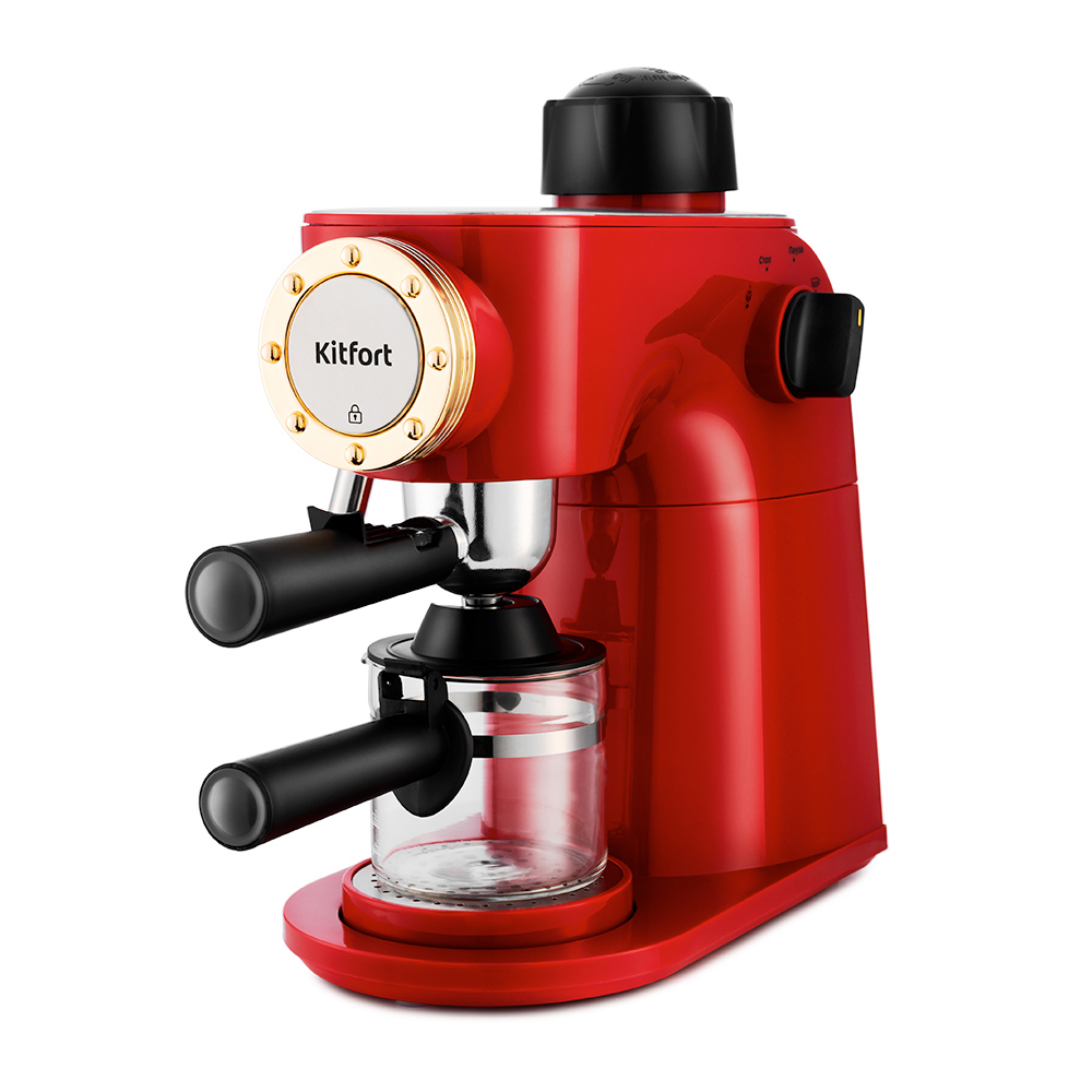 Изображение товара Рожковая кофеварка Kitfort КТ-756 800 Вт красный для эспрессо капучино латте