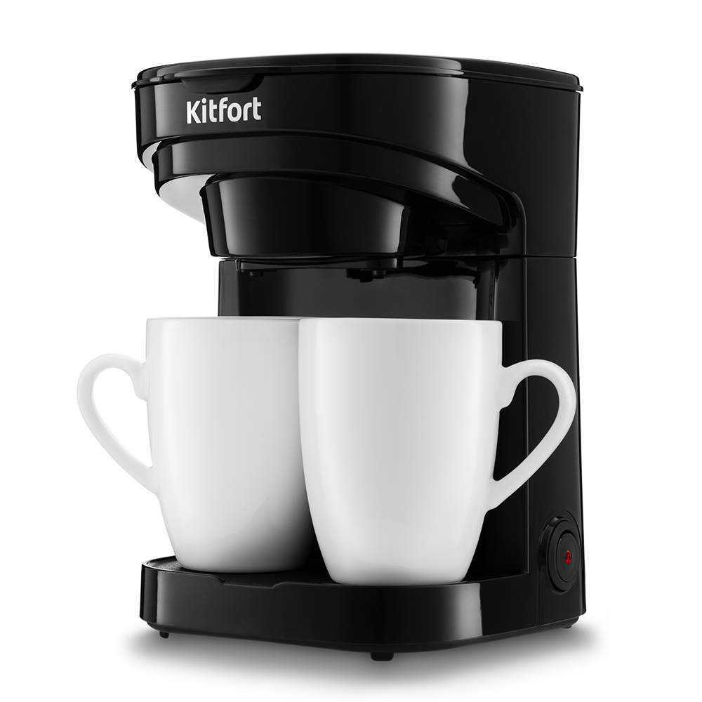 Изображение товара Капельная кофеварка Kitfort КТ-764 450Вт черная с капучинатором и 2 кружками