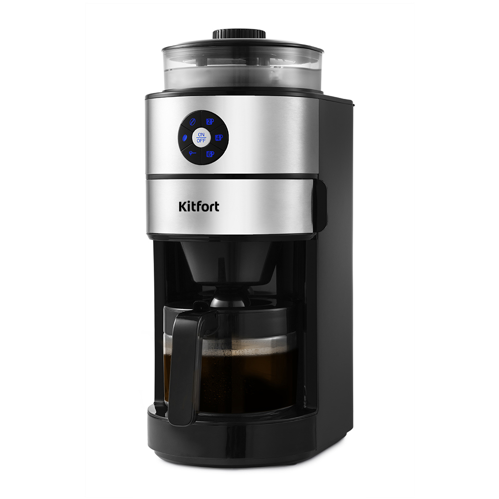 Изображение товара Капельная кофеварка KITFORT КТ-716 с капучинатором 820Вт серебристая