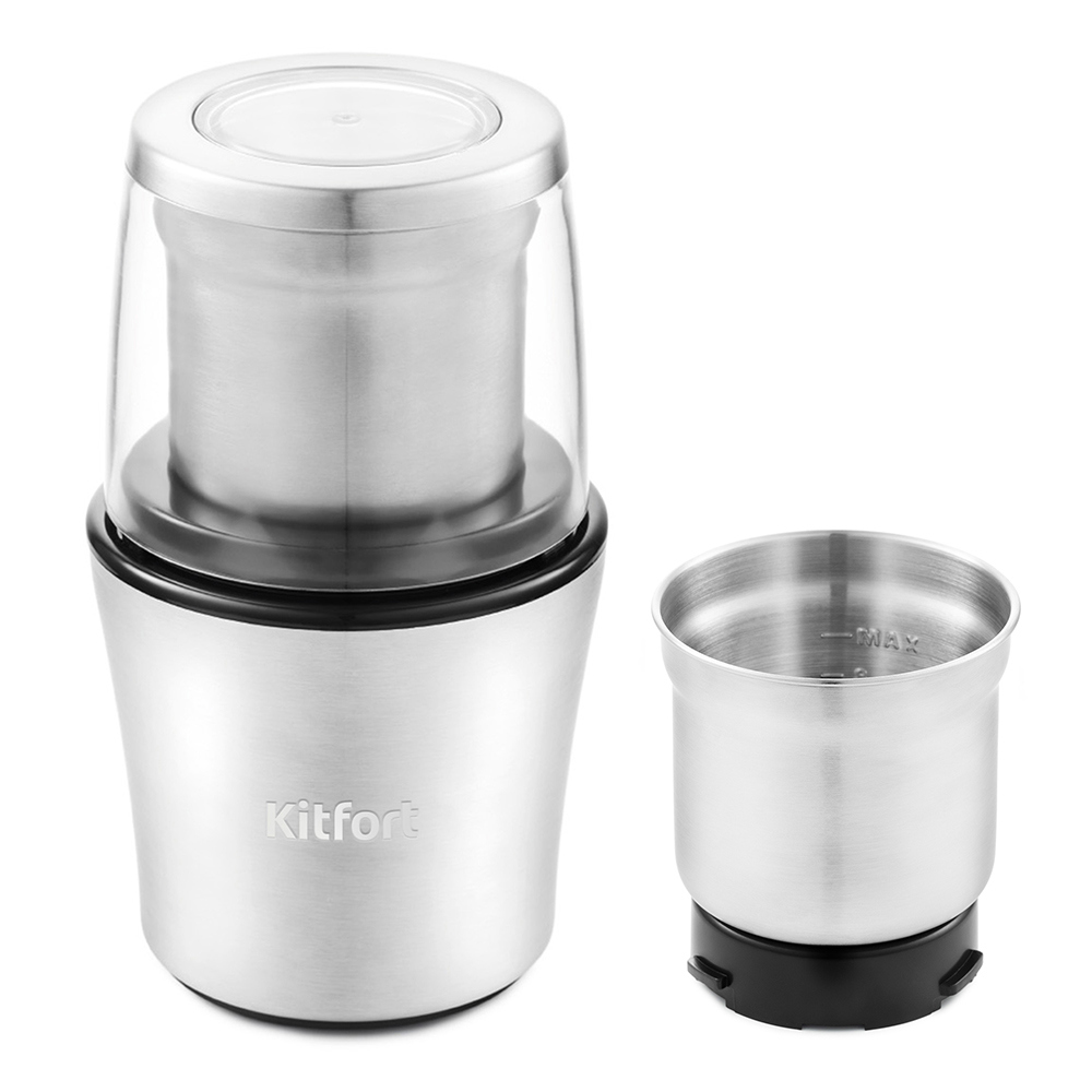 Изображение товара Кофемолка Kitfort КТ-1329 200 Вт серебристая для кофе, специй и орехов