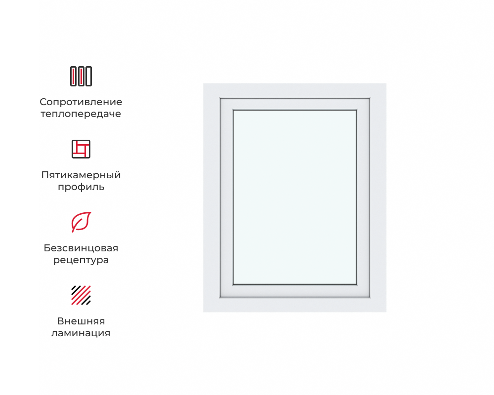 Изображение товара Окно ПВХ Амега пвх_736 100х80см двухкамерный универсальное цвет белый