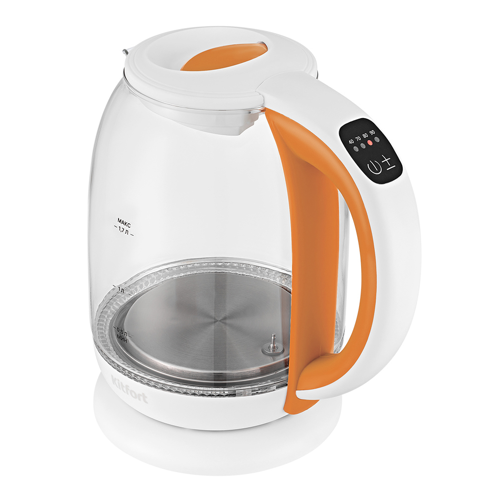 Изображение товара Электрический чайник Kitfort КТ-6140-4 объем 1.7 л стекло пластик нержавейка цвет оранжевый