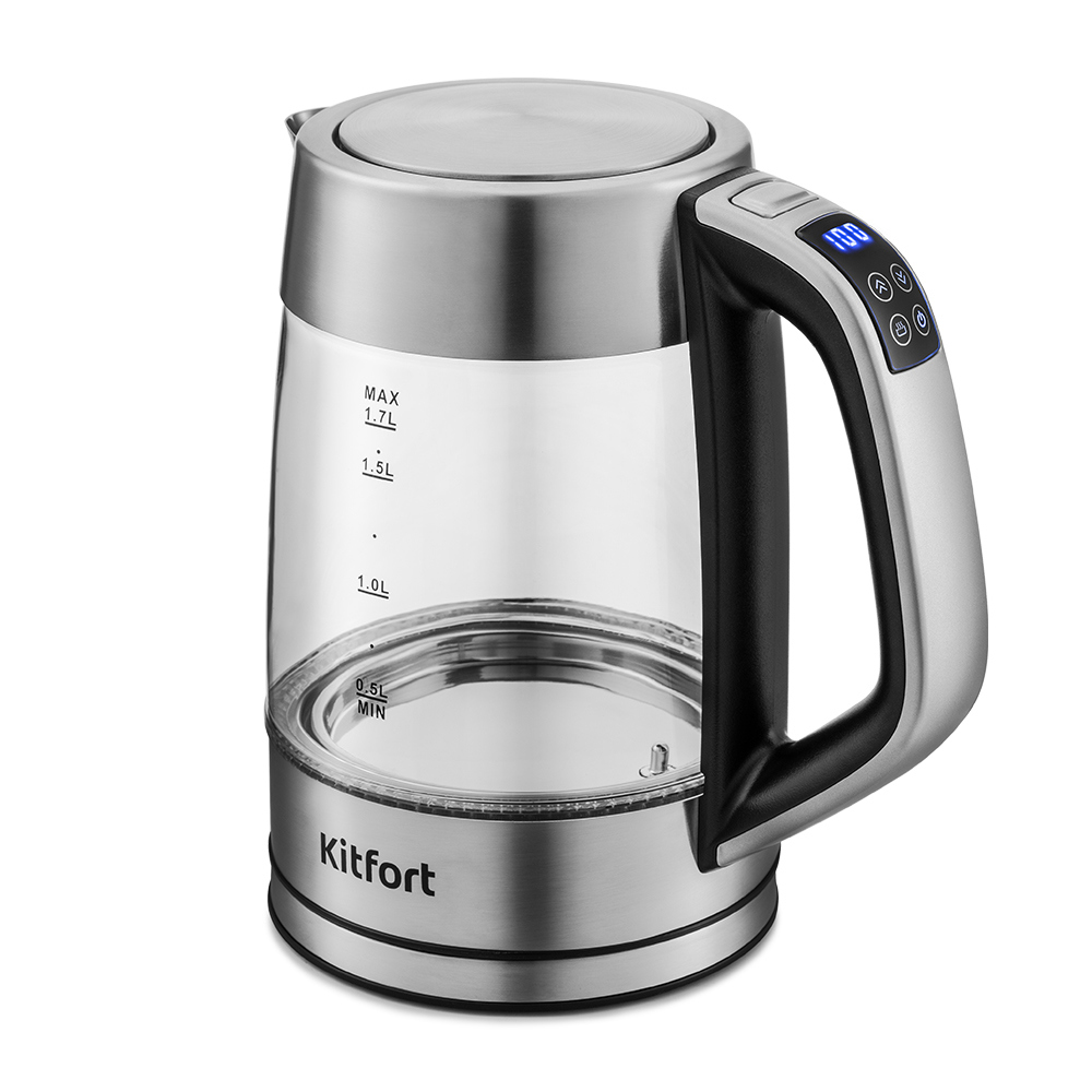 Изображение товара Чайник Kitfort Кт-6114 1.7 л металл и стекло цвет серебристый