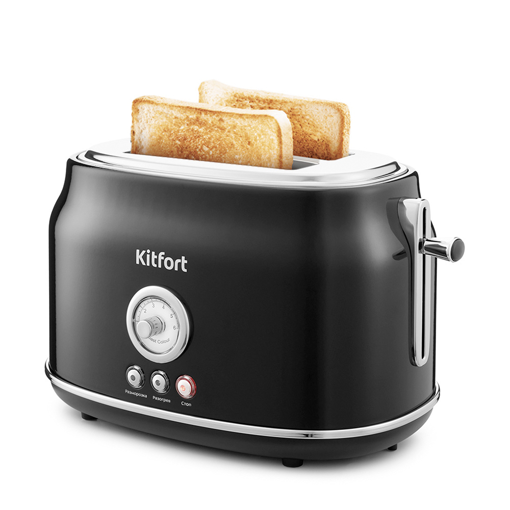Изображение товара Электрический тостер Kitfort КТ-2038-1 черный для равномерной поджарки хлеба