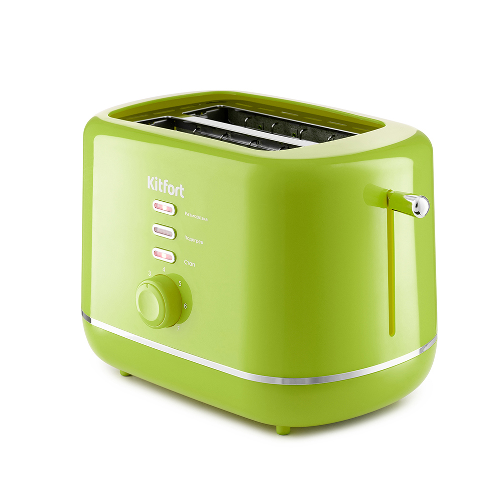 Изображение товара Электрический тостер Kitfort КТ-2050-2 салатового цвета для равномерной поджарки хлеба