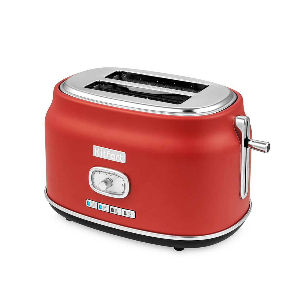 Изображение товара Тостер Kitfort КТ-2075-3 красный с регулятором и широкими слотами для толстого хлеба