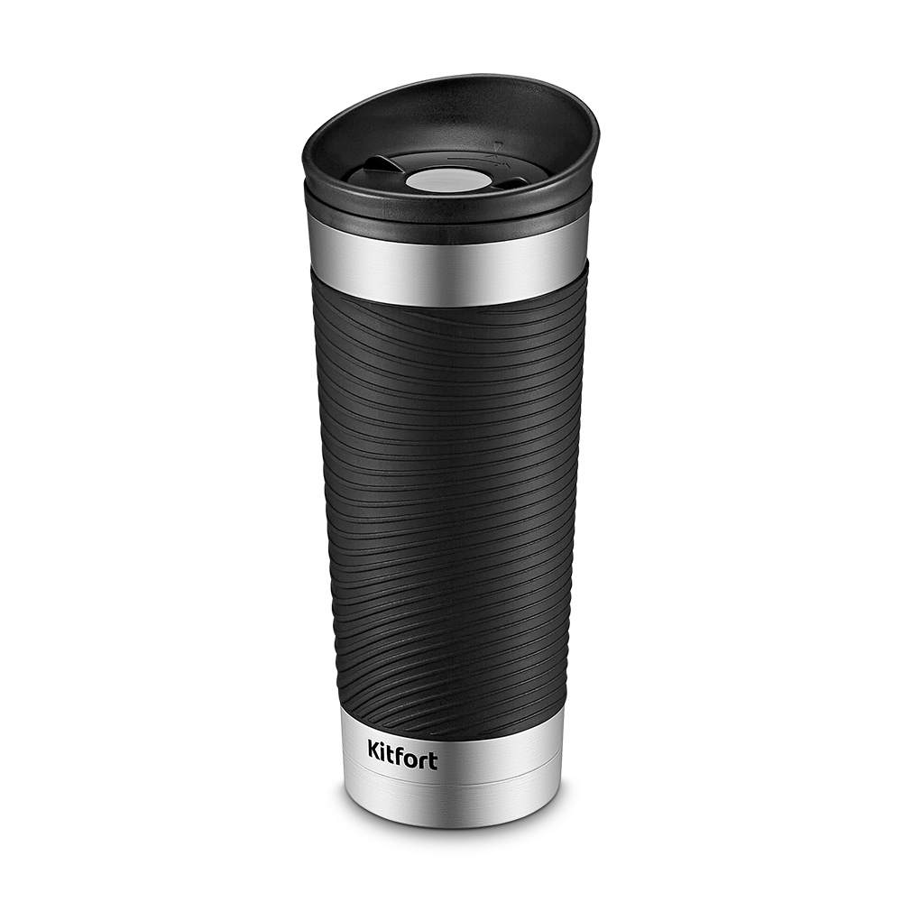 Изображение товара Термокружка Kitfort КТ-1225 0.45 л черная из нержавеющей стали