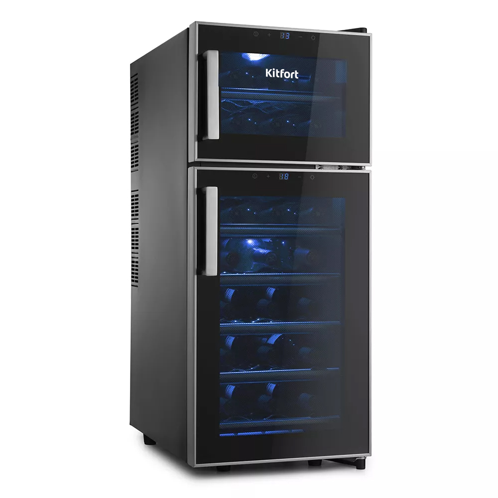 Изображение товара Винный шкаф Kitfort КТ-2407 черный 21 бутылка с раздельными зонами