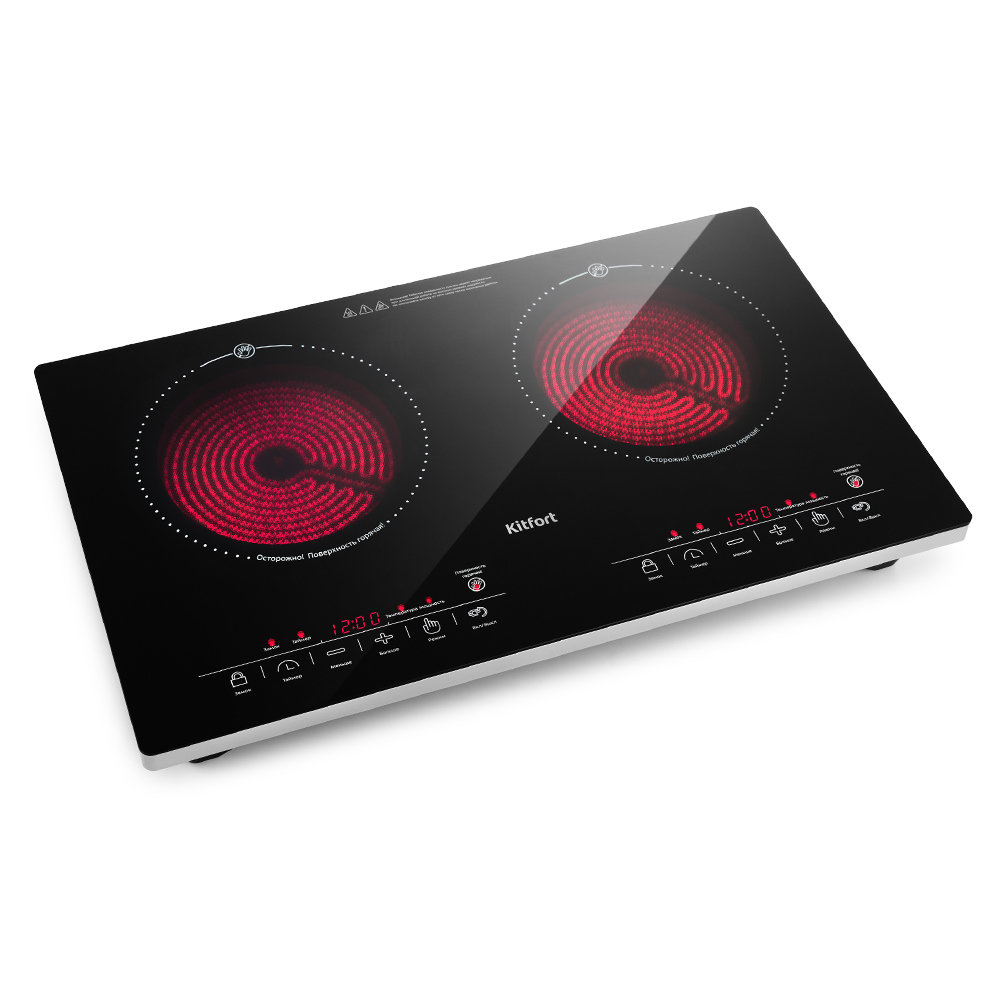 Изображение товара Электрическая настольная плита Kitfort КТ-131 2 конфорки серебристый