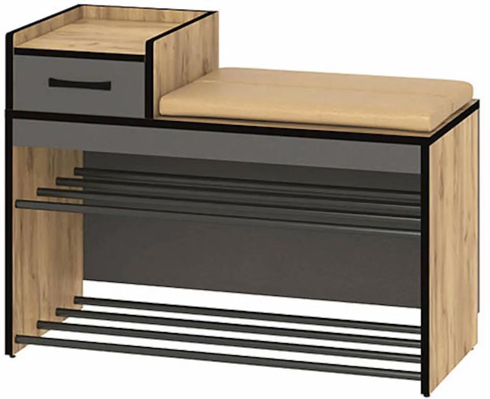 Изображение товара Шкаф для обуви Ивару 80x60x35 см 2 полки ЛДСП цвет темно-серый/золотой