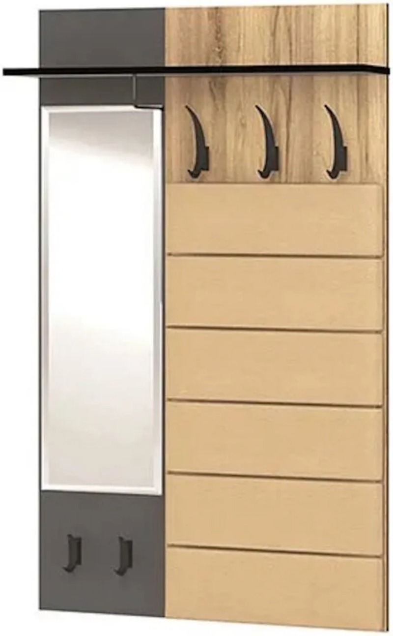 Изображение товара Вешалка Ивару 80x135x27 см ЛДСП темно-серый/золотой прихожая Ольга-Лофт