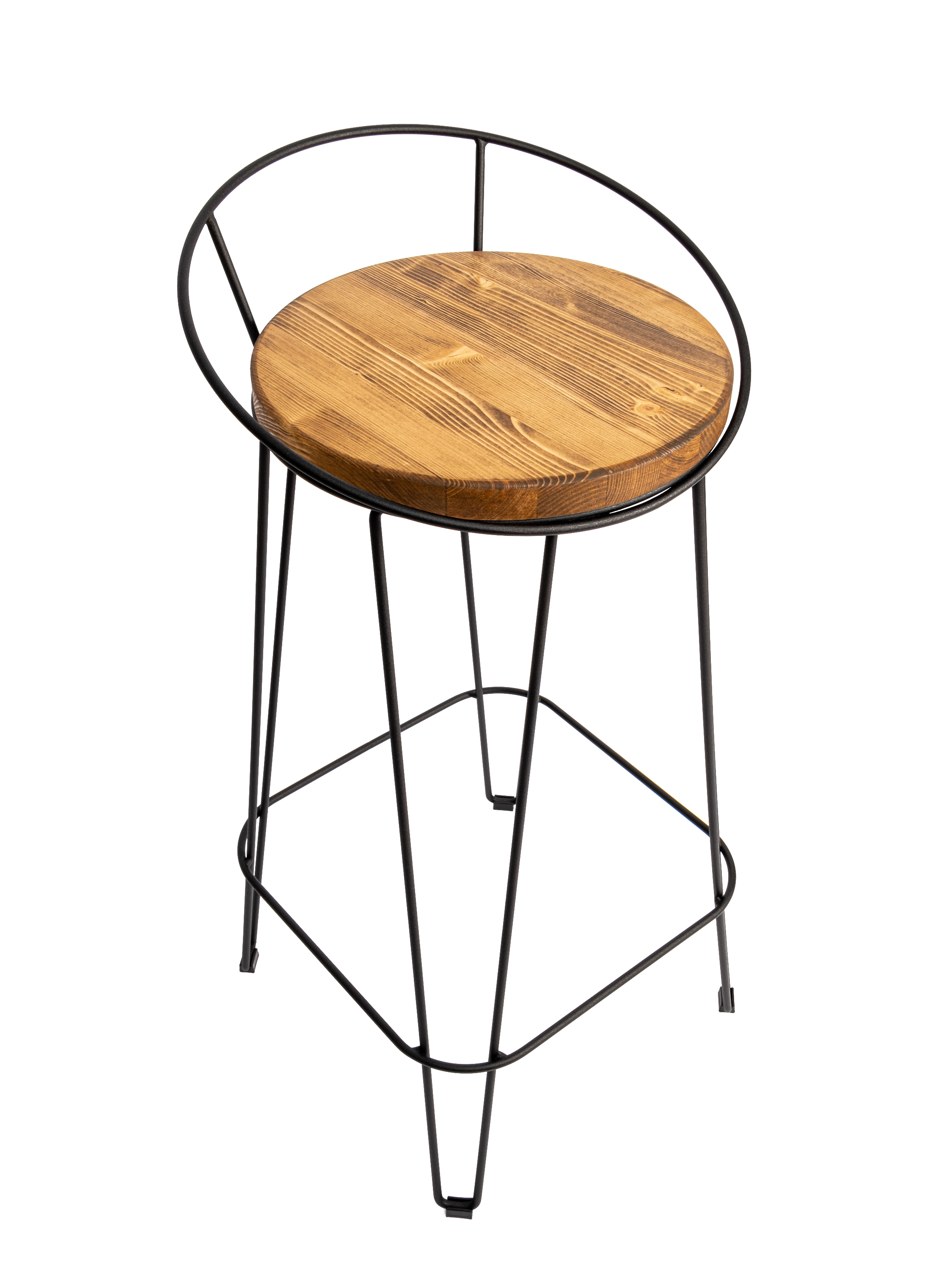 Изображение товара Барный стул ILWI лофт из дерева и стали, черный и бежевый, высота 85 см