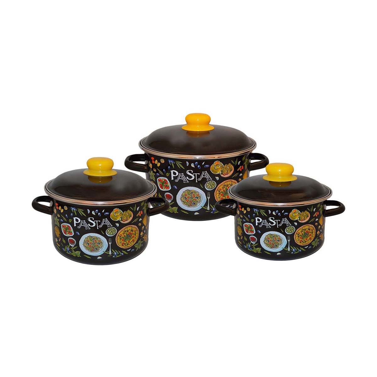 Изображение товара Набор кастрюль Стальэмаль Pasta 210827 3 предмета сталь цвет черный