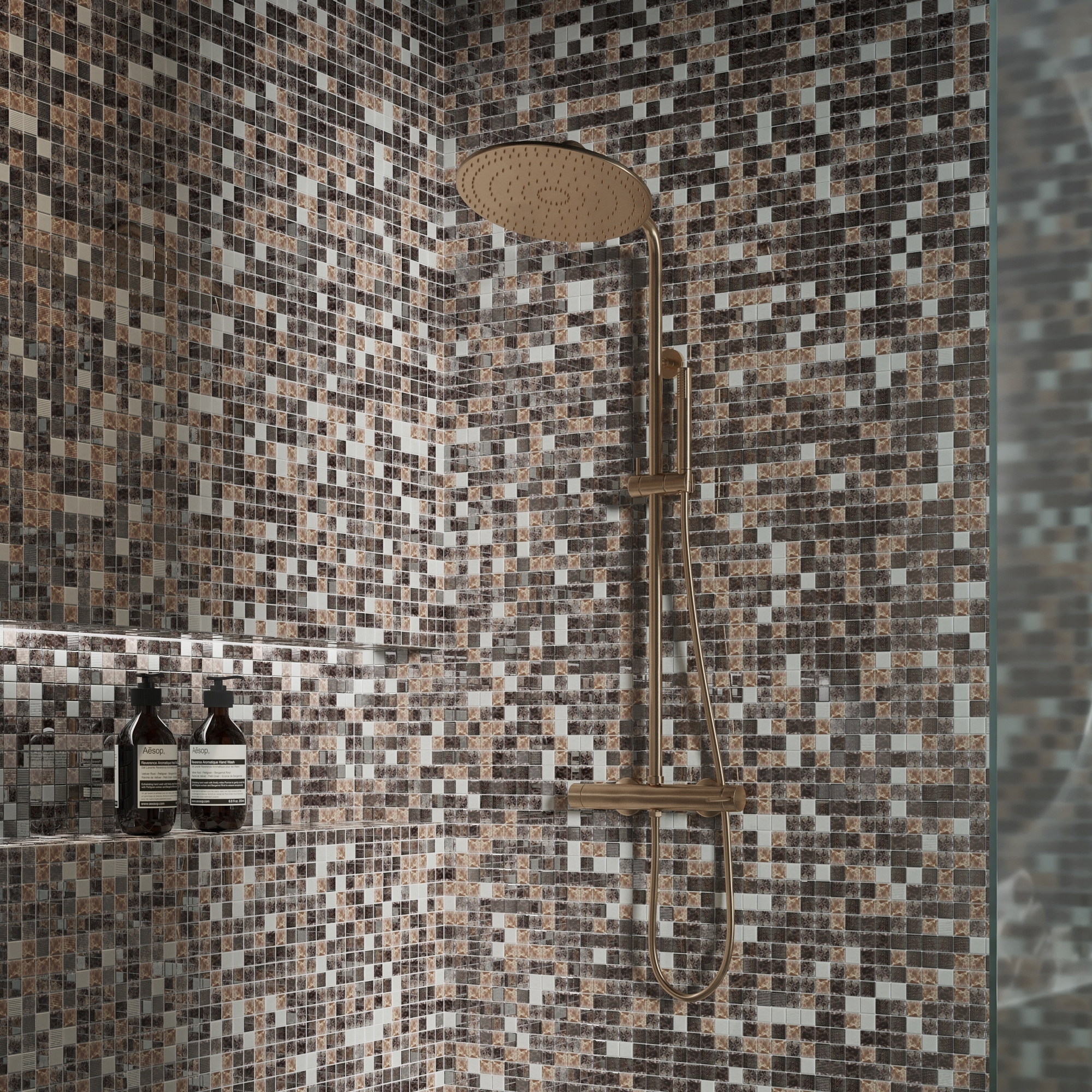 Изображение товара Мозаика стеклянная Artens 30x30 см коричневая для ванной и кухни