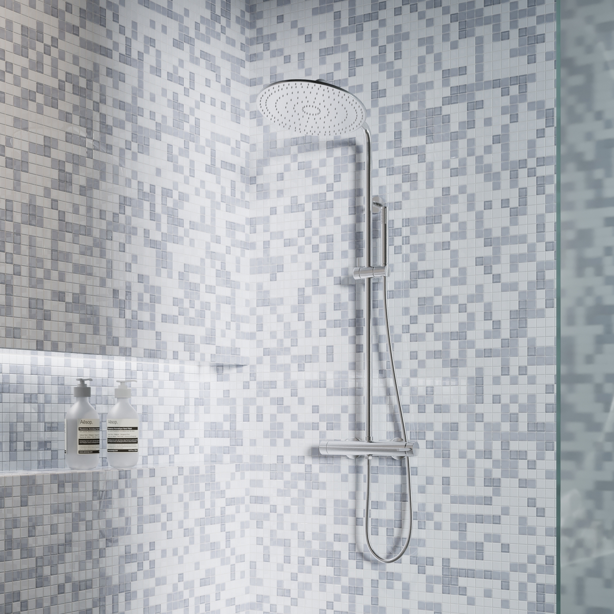 Изображение товара Стеклянная мозаика Artens Tonic 30x30 см для ванной и кухни, серый