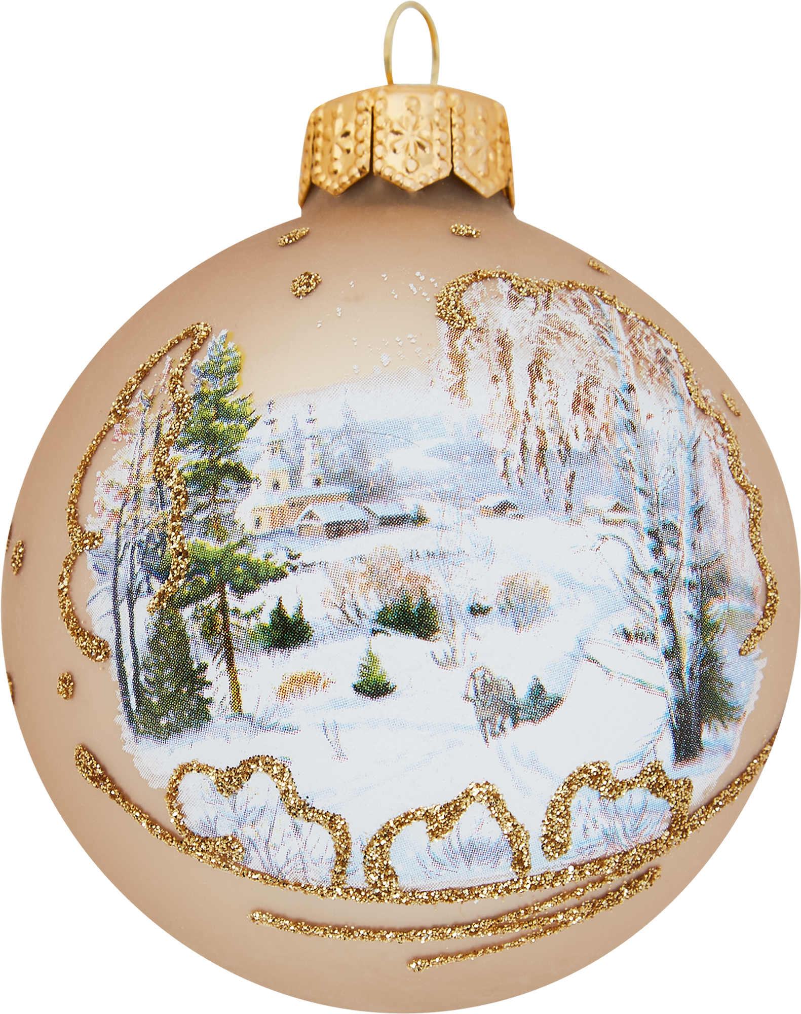 Изображение товара Елочный шар Русская зима 2 Коломеев 6.5x7 см с блестками для новогоднего украшения