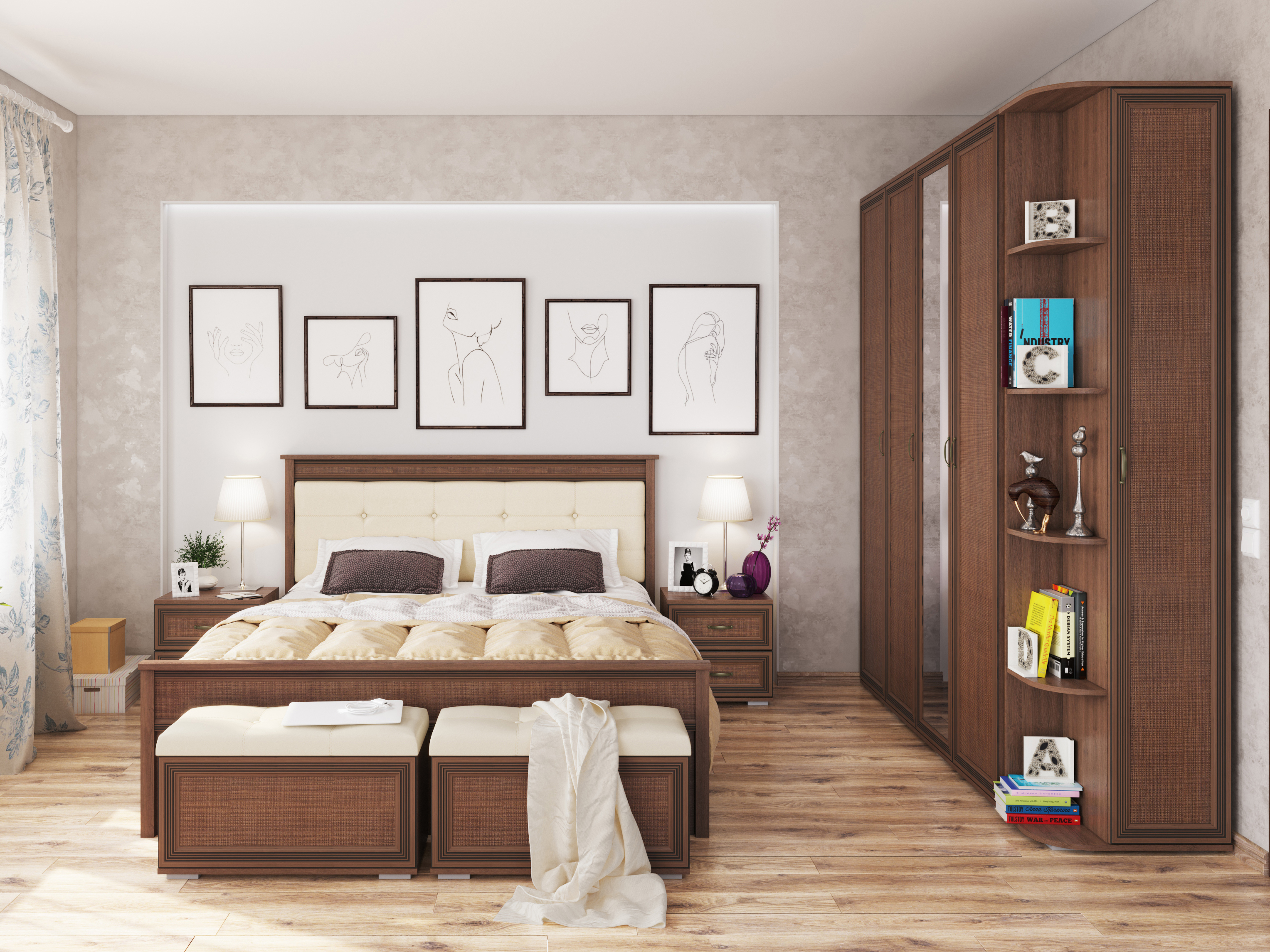 Изображение товара Шкаф Domani ЛШ-23 с зеркалами и ящиками для спальни и гардеробной