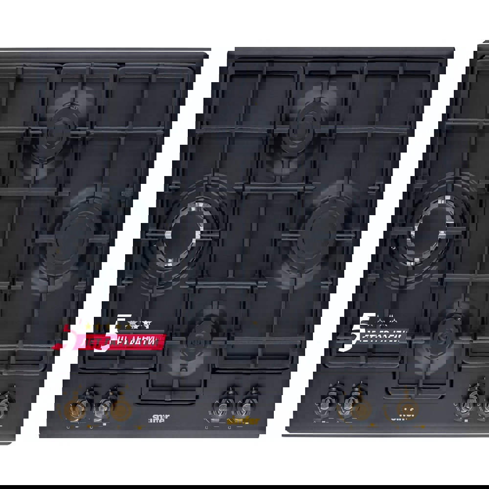 Изображение товара Газовая варочная панель Simfer H60V41L597 60 см 4 конфорки цвет антрацит