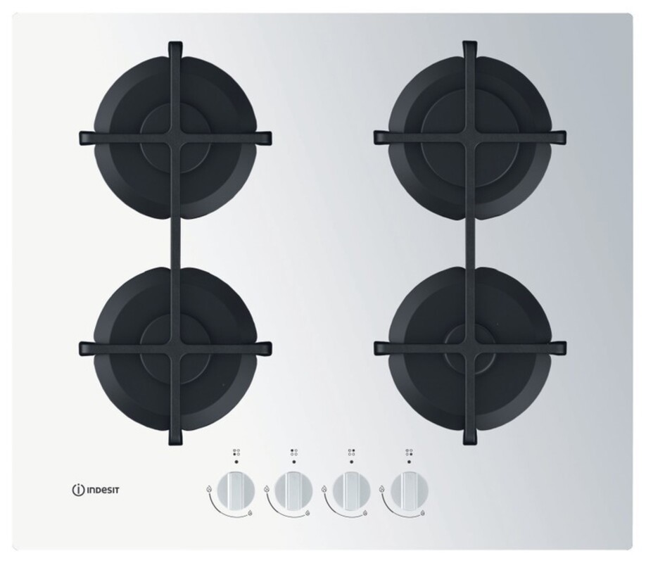 Изображение товара Газовая варочная панель Indesit ING 61T/WH 4 конфорки белый стекло Италия
