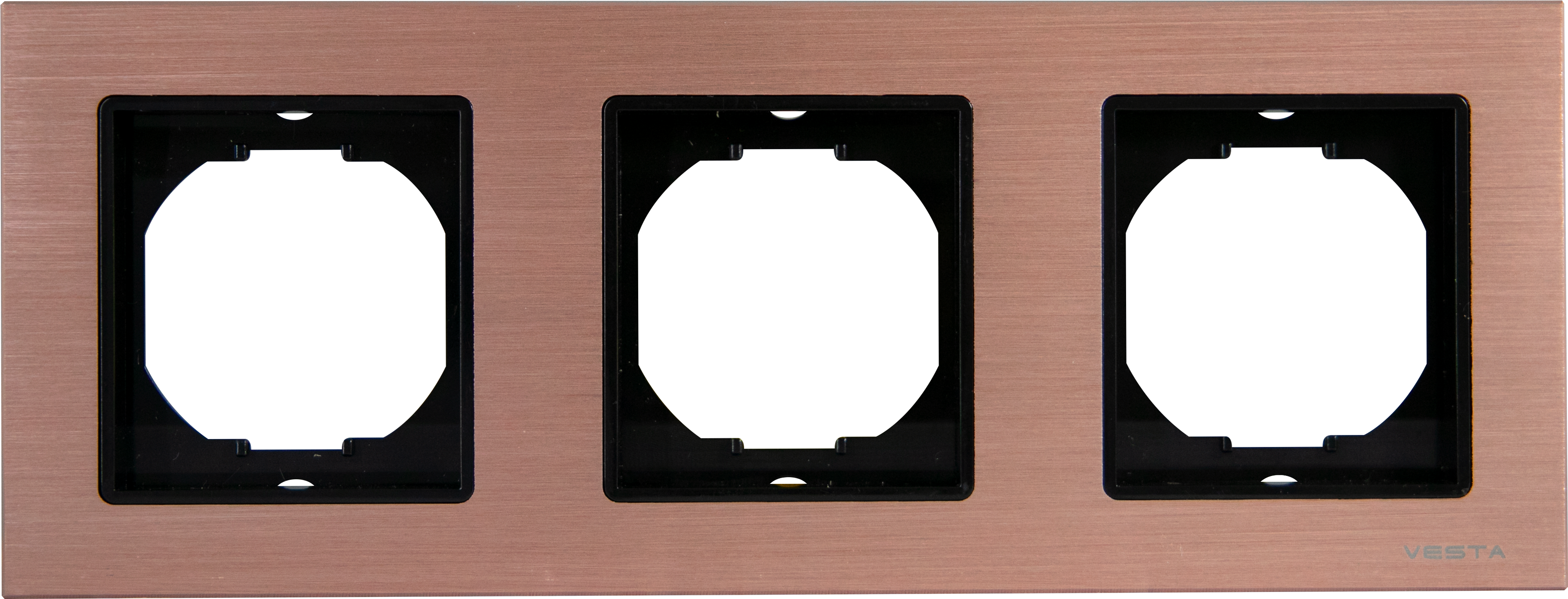 Изображение товара Рамка для розеток и выключателей Vesta-electric Exclusive Champagne Metallic 3 поста золотой