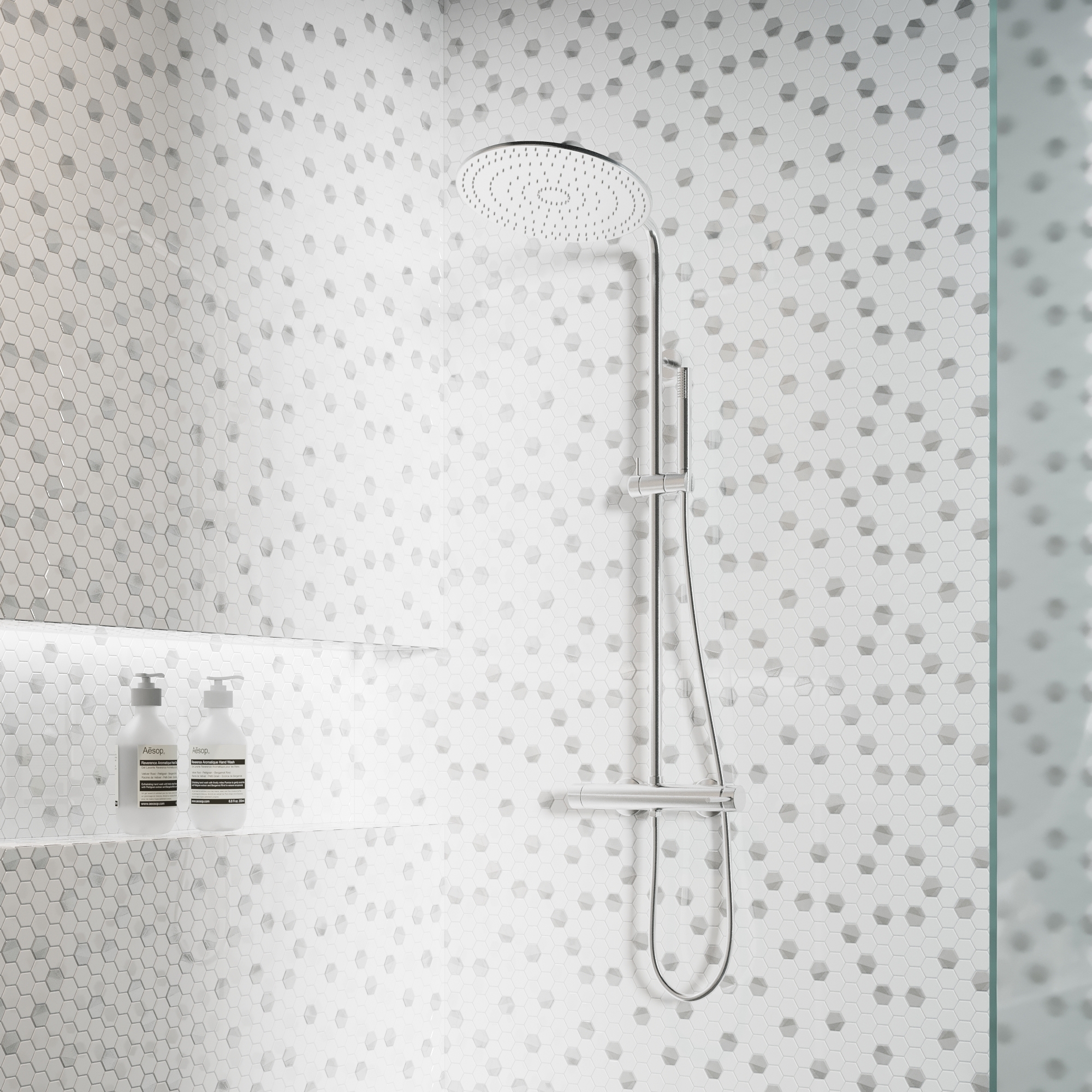 Изображение товара Стеклянная мозаика Vidrepur Diamond белая 31.7х30.7 см для облицовки