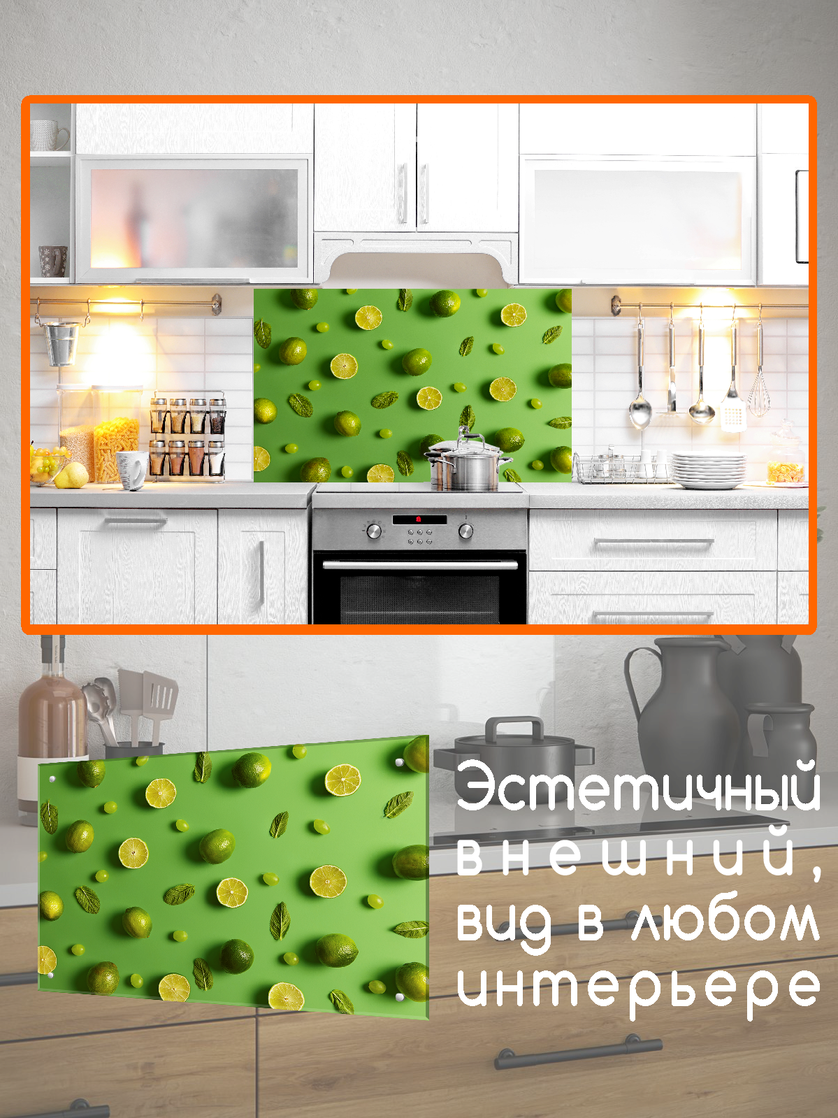 Изображение товара Защитный экран Borntoprint Fresh juicy 60x90 см закаленное стекло для кухни