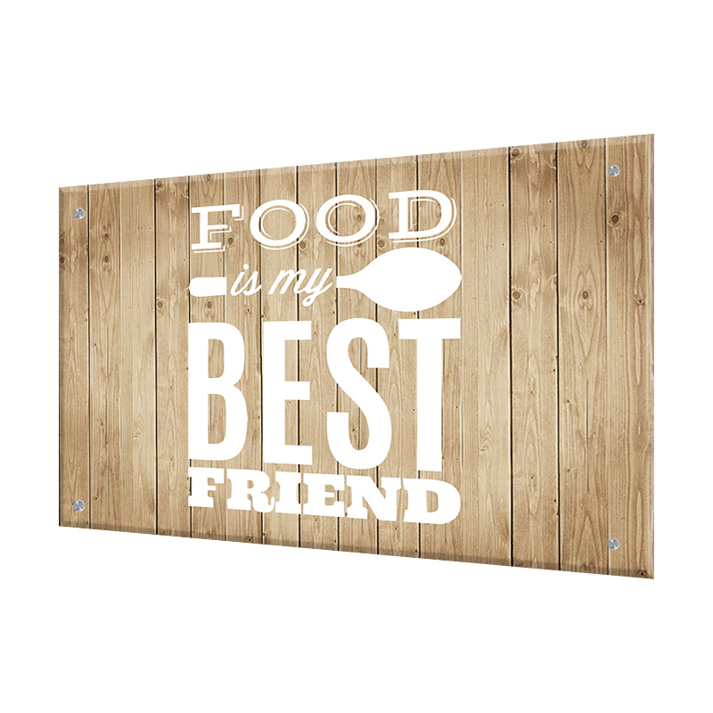 Изображение товара Защитный экран для кухни из закаленного стекла 60x90 см Borntoprint Еда - мой лучший друг