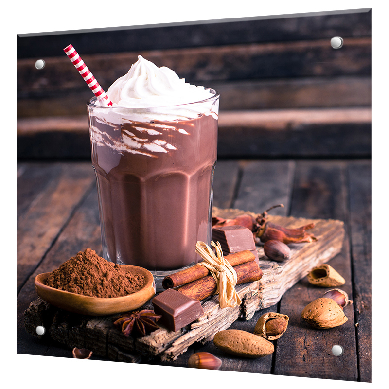 Изображение товара Защитный экран Borntoprint Шоколадный коктейль 50x50 см закаленное стекло