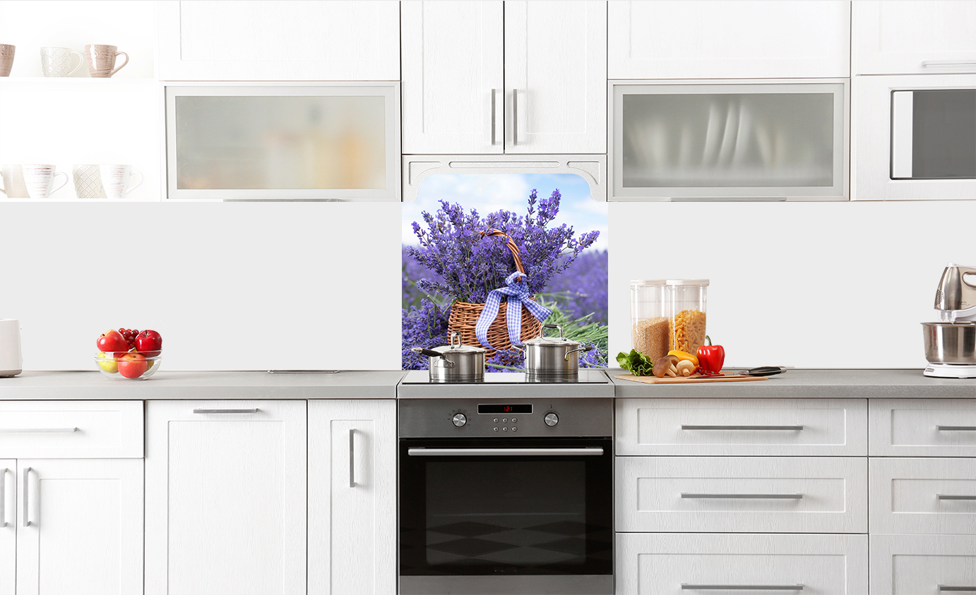 Изображение товара Защитный экран Borntoprint Горная Лаванда 50x50 см закаленное стекло