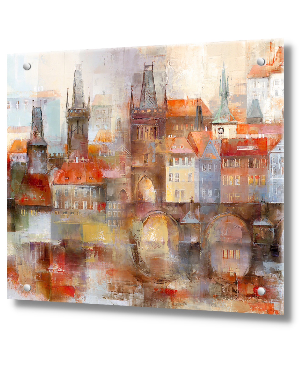 Изображение товара Защитный экран Borntoprint Город акварель 60x50 см из закаленного стекла