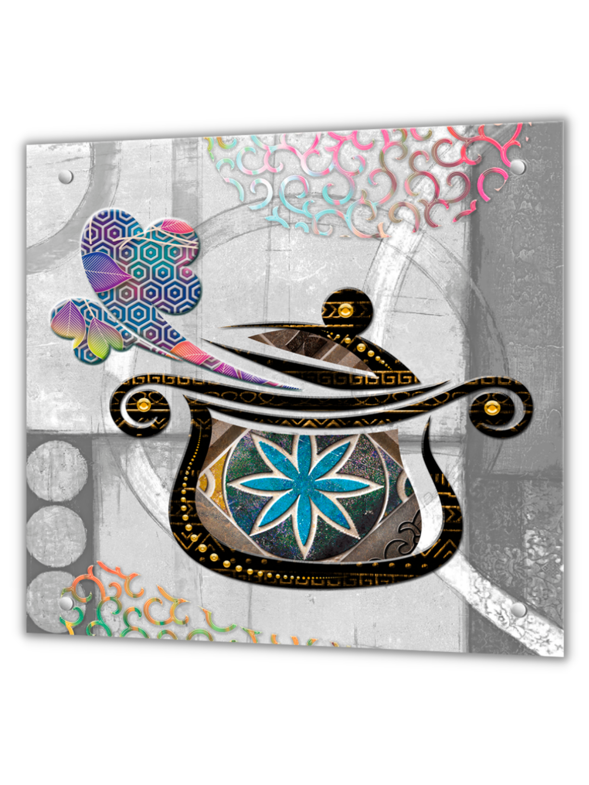 Изображение товара Защитный экран Borntoprint Кастрюля мозаика 50x50x0.4 см закаленное стекло цвет прозрачный