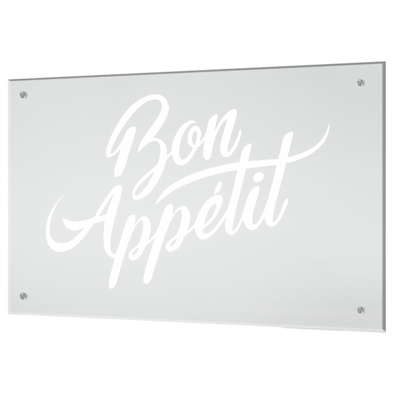 Изображение товара Защитный экран Borntoprint Bon appetit 60x90x0.4 см закаленное стекло цвет прозрачный