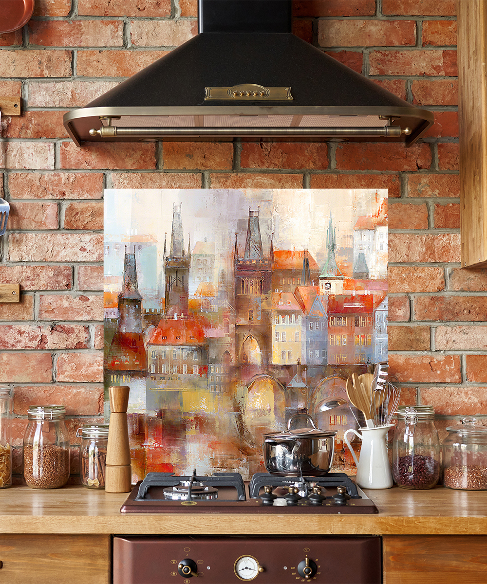 Изображение товара Защитный экран Borntoprint Город акварель 60x55x0.4 см закаленное стекло цвет прозрачный