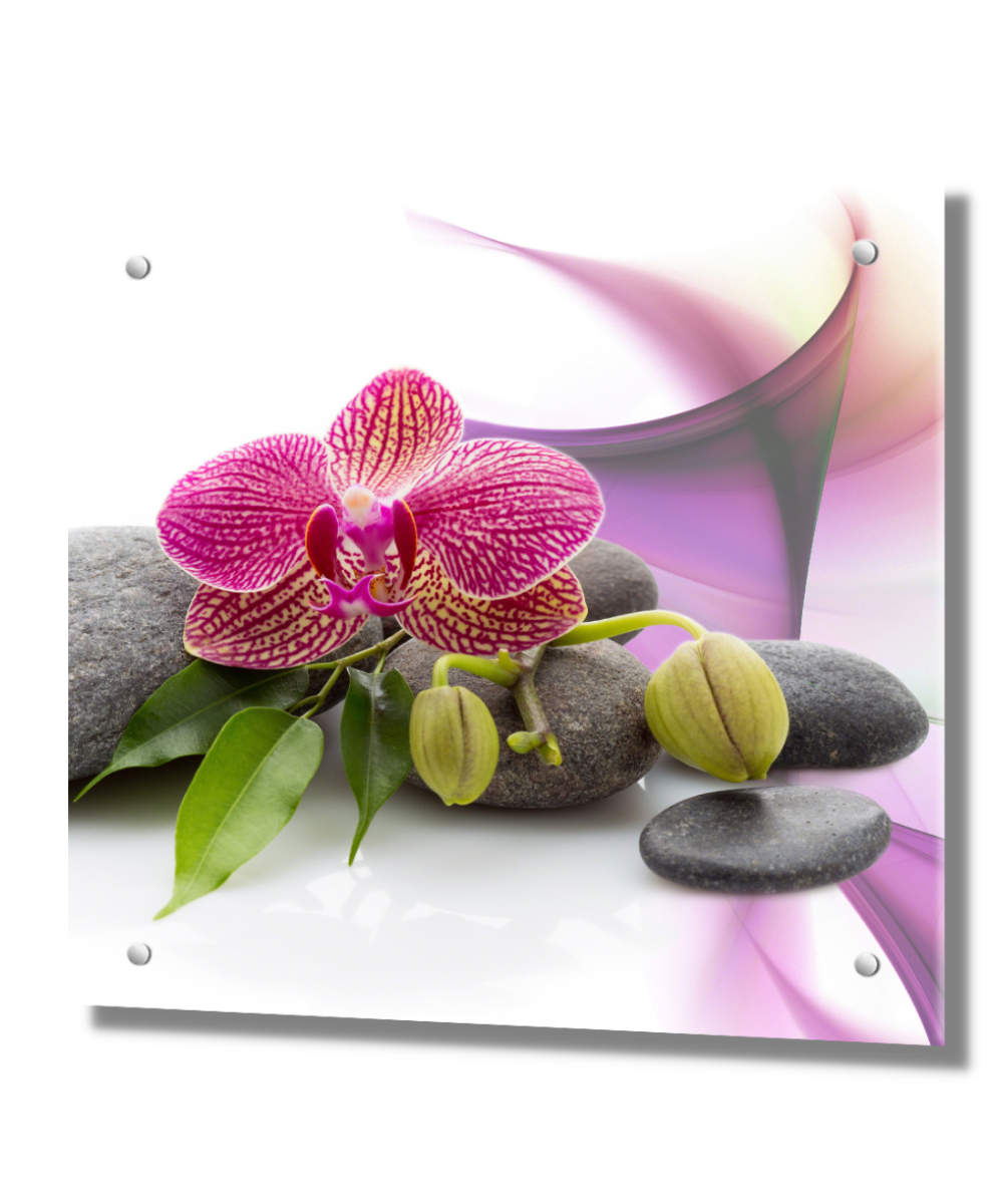 Изображение товара Защитный экран Borntoprint Орхидеи абстракция 60x60x0.4 см закаленное стекло цвет прозрачный