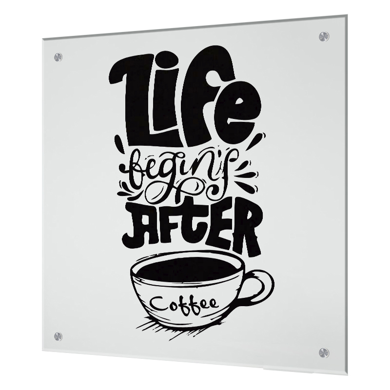 Изображение товара Защитный экран Borntoprint life cofee 60x50 см из закаленного стекла для кухни