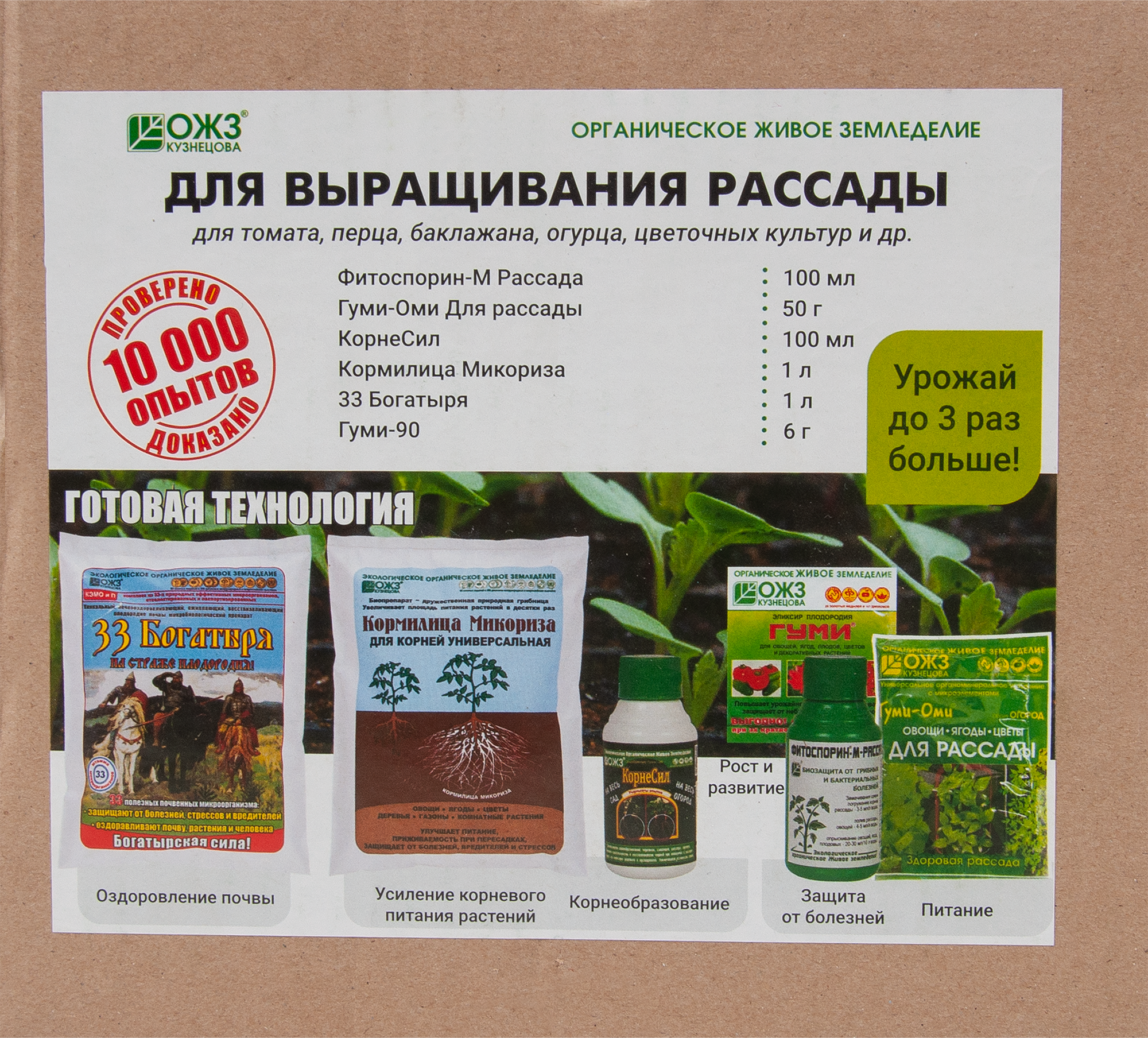 Изображение товара Комплект для выращивания рассады Башинком: защита и питание растений