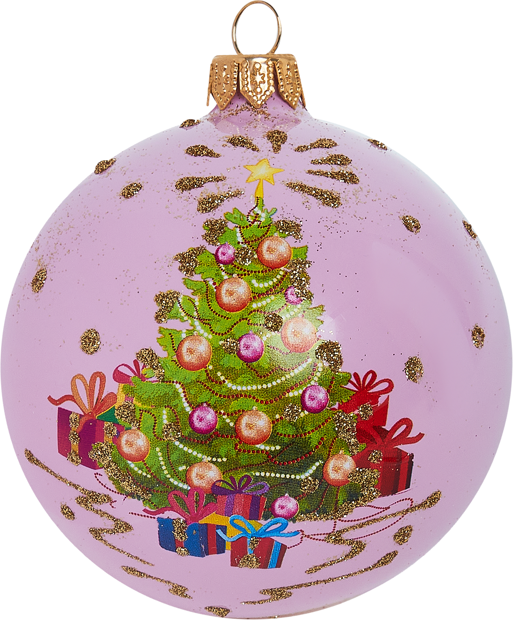 Изображение товара Шар Елочка нарядная КУ-80-214044 Коломеев 8x9 см