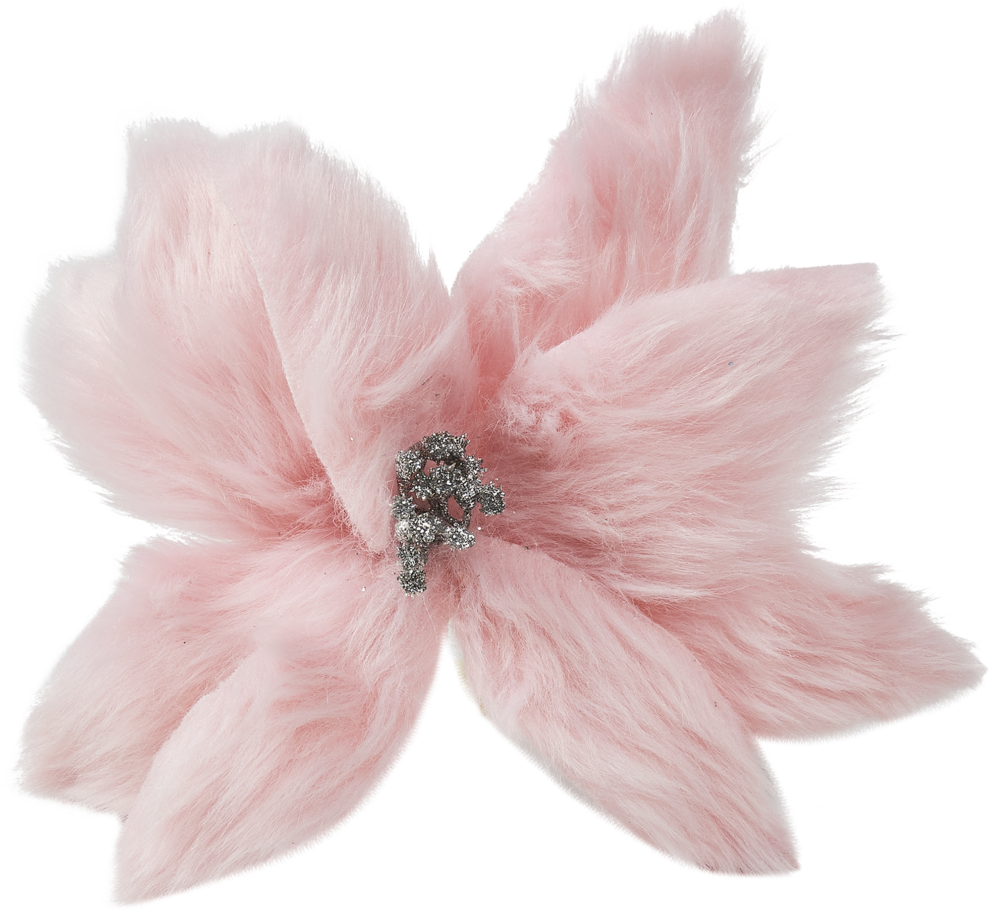 Изображение товара Новогоднее украшение Цветок пушистый 28x16 см персиковый