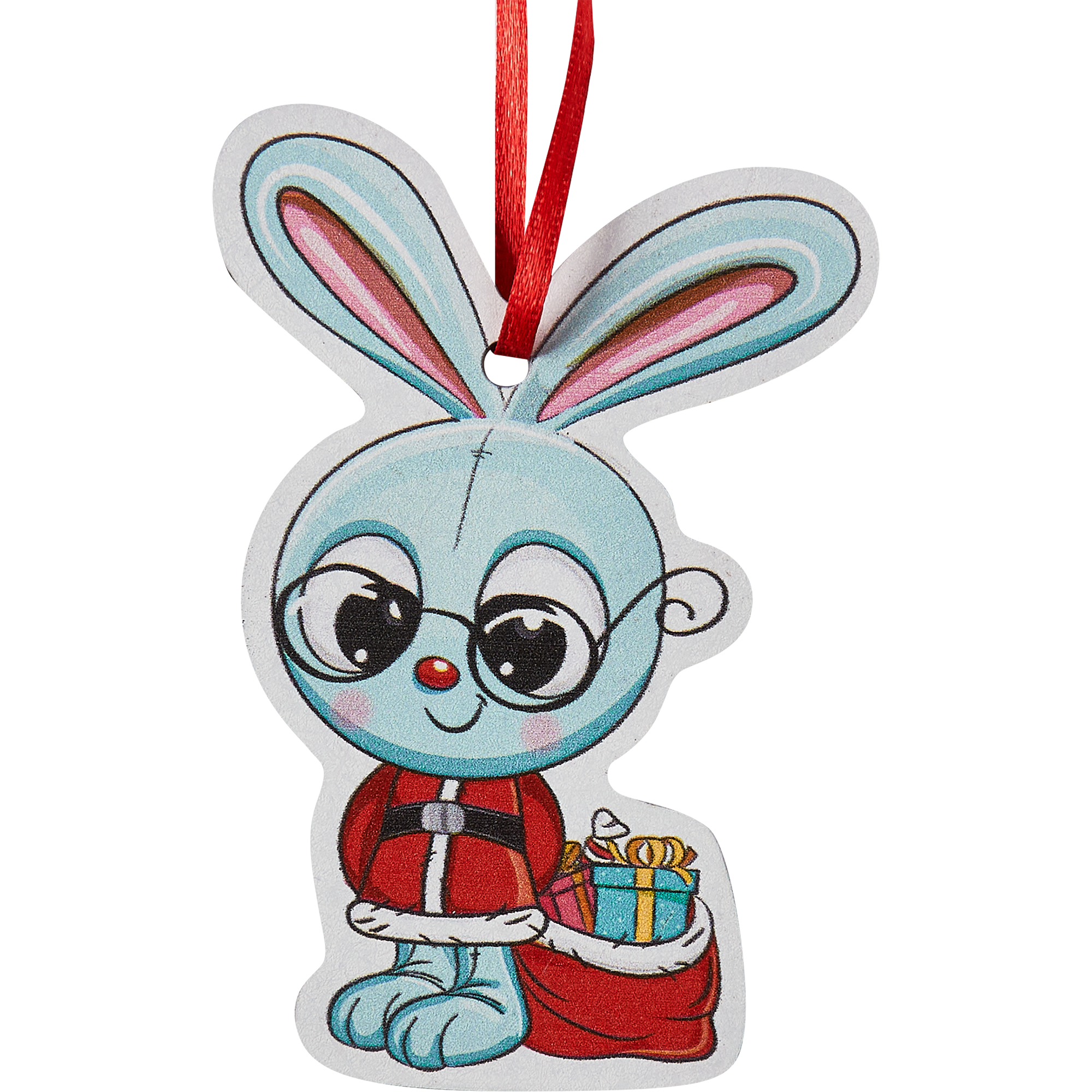 Изображение товара Декоративная подвеска Зайка-мальчик 10.5x7.5 см разноцветная для новогоднего декора